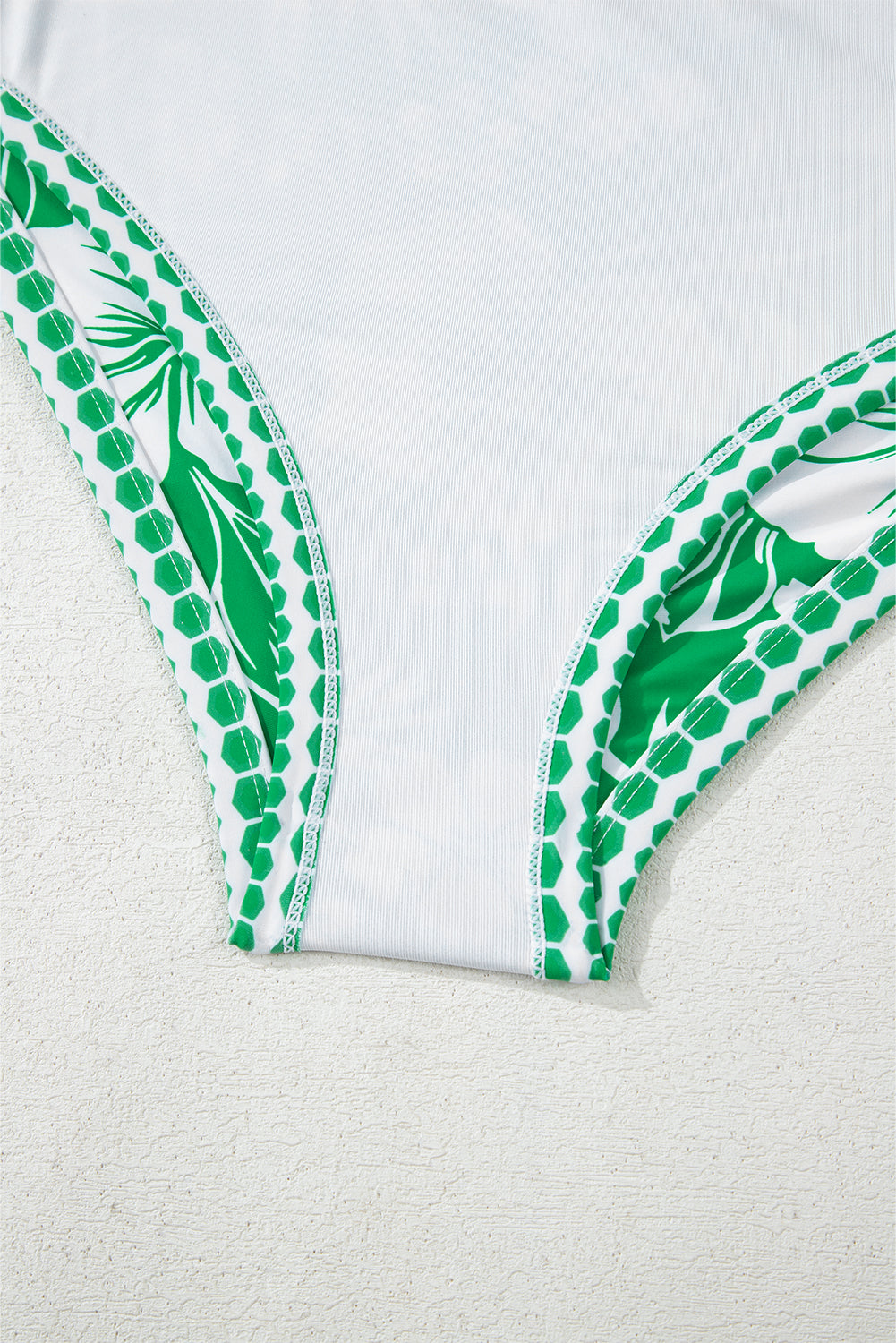 Green Floral Print One Shoulder High Waist Bikini Set eAura