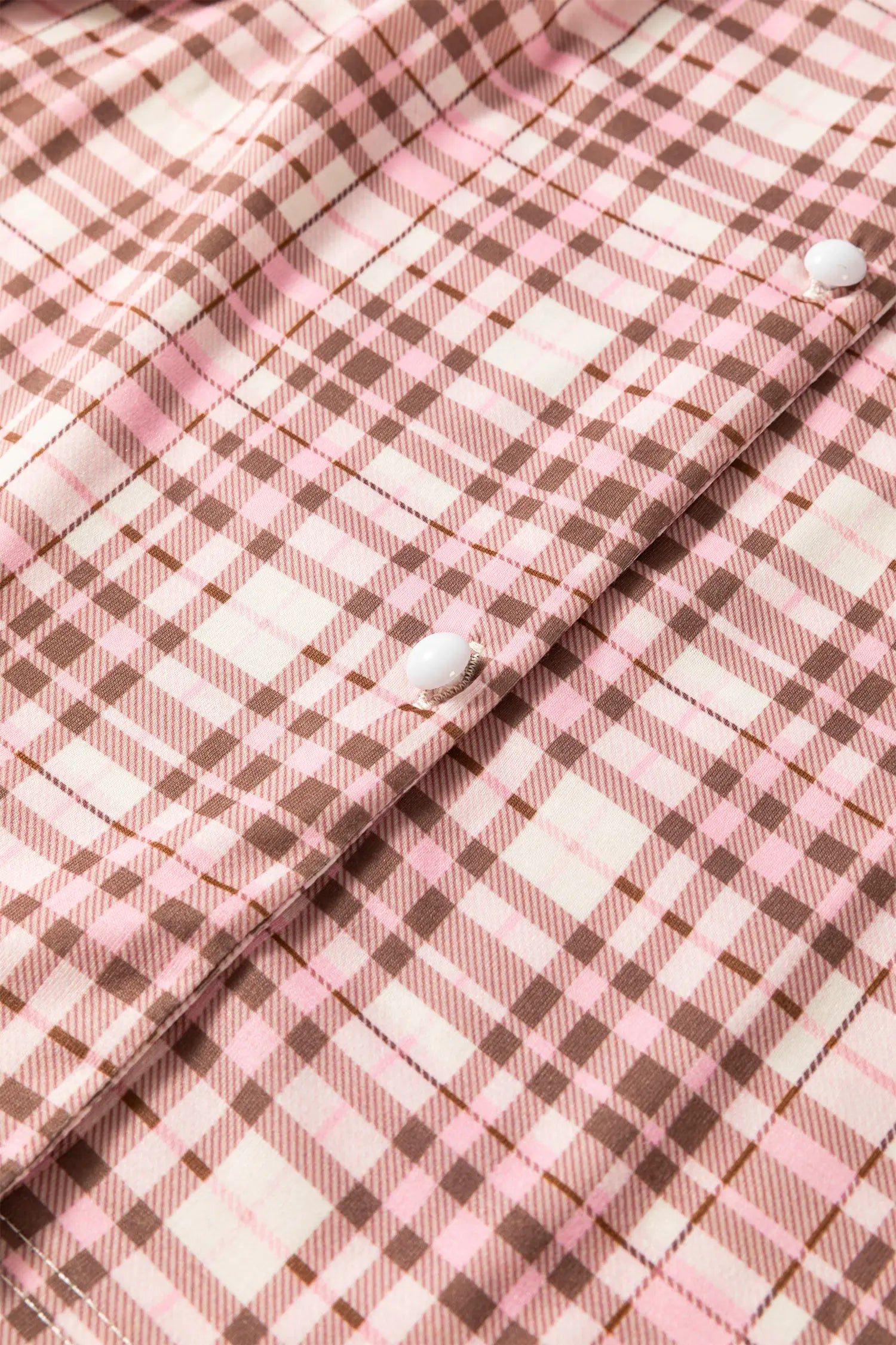 Plaid Patch Pockets Long Sleeve Pyjamas Lounge Set – Pink