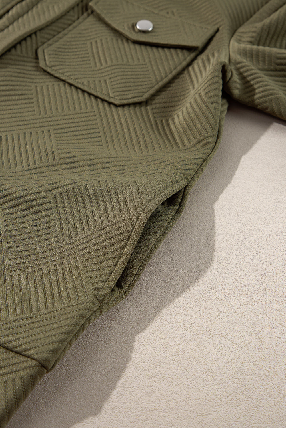 Solid Color Zip Up Button Flap Pocket Shirt Collar Jackets – Blackish Green