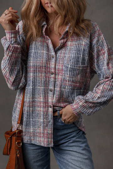 Multicolour Plaid Textured Chest Pocket Shirt - eAura
