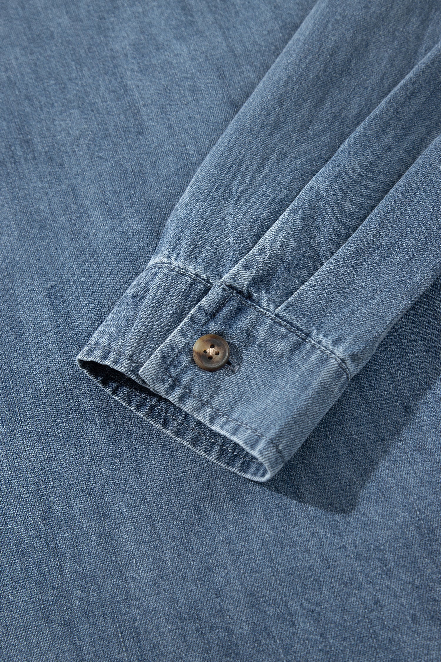 Color Block Pocket Detail Casual Button Down Denim Shirt – Sky Blue