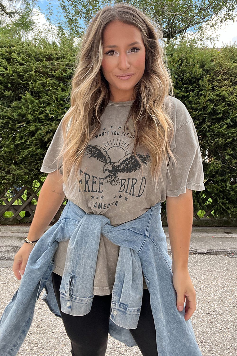 AMERICA FREE BIRD Vintage Graphic Mineral Washed Tee eAura