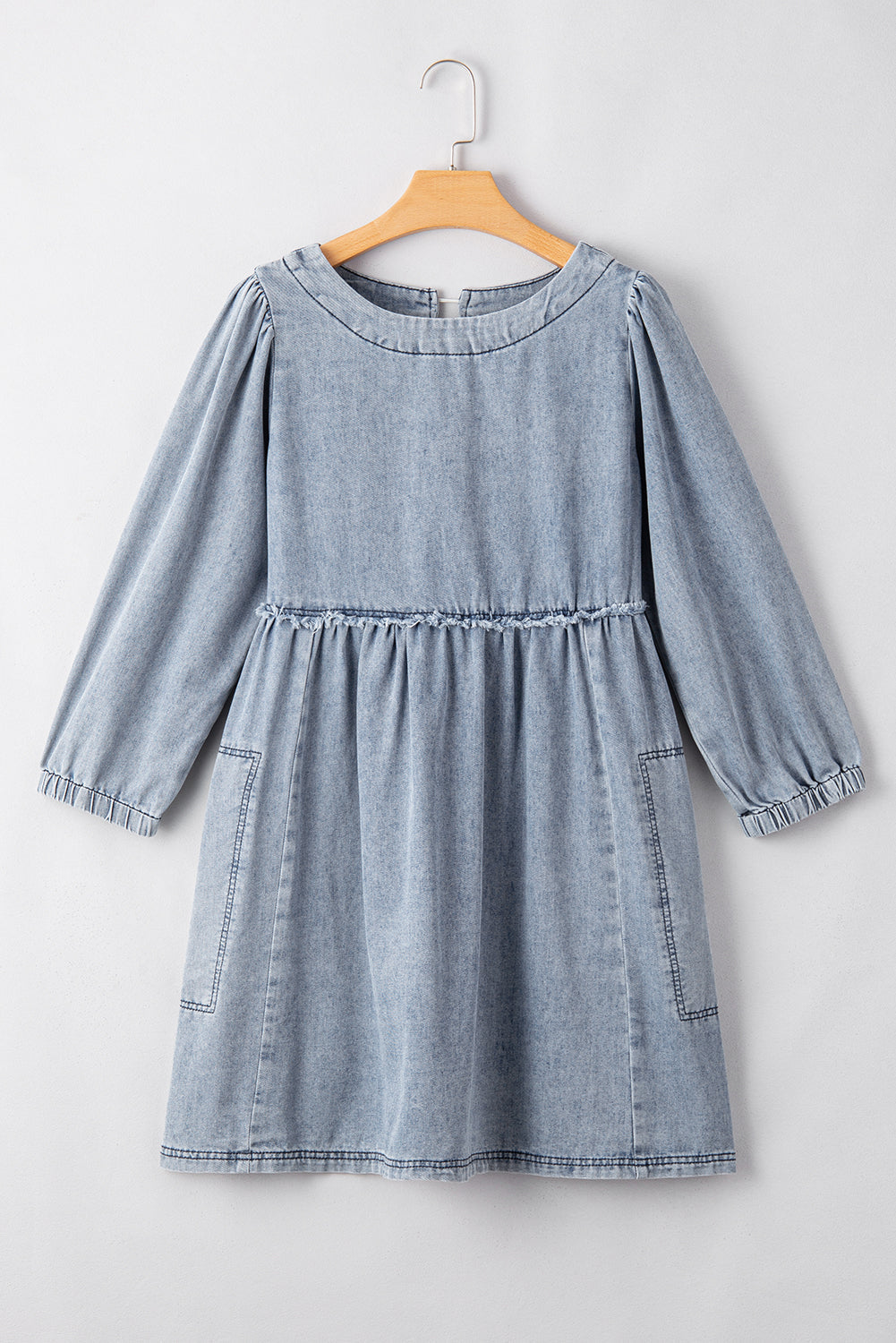 Beau Blue Light Wash High Waist Loose Fit Denim Mini Dress Beagle Boutique Fashion Outlet