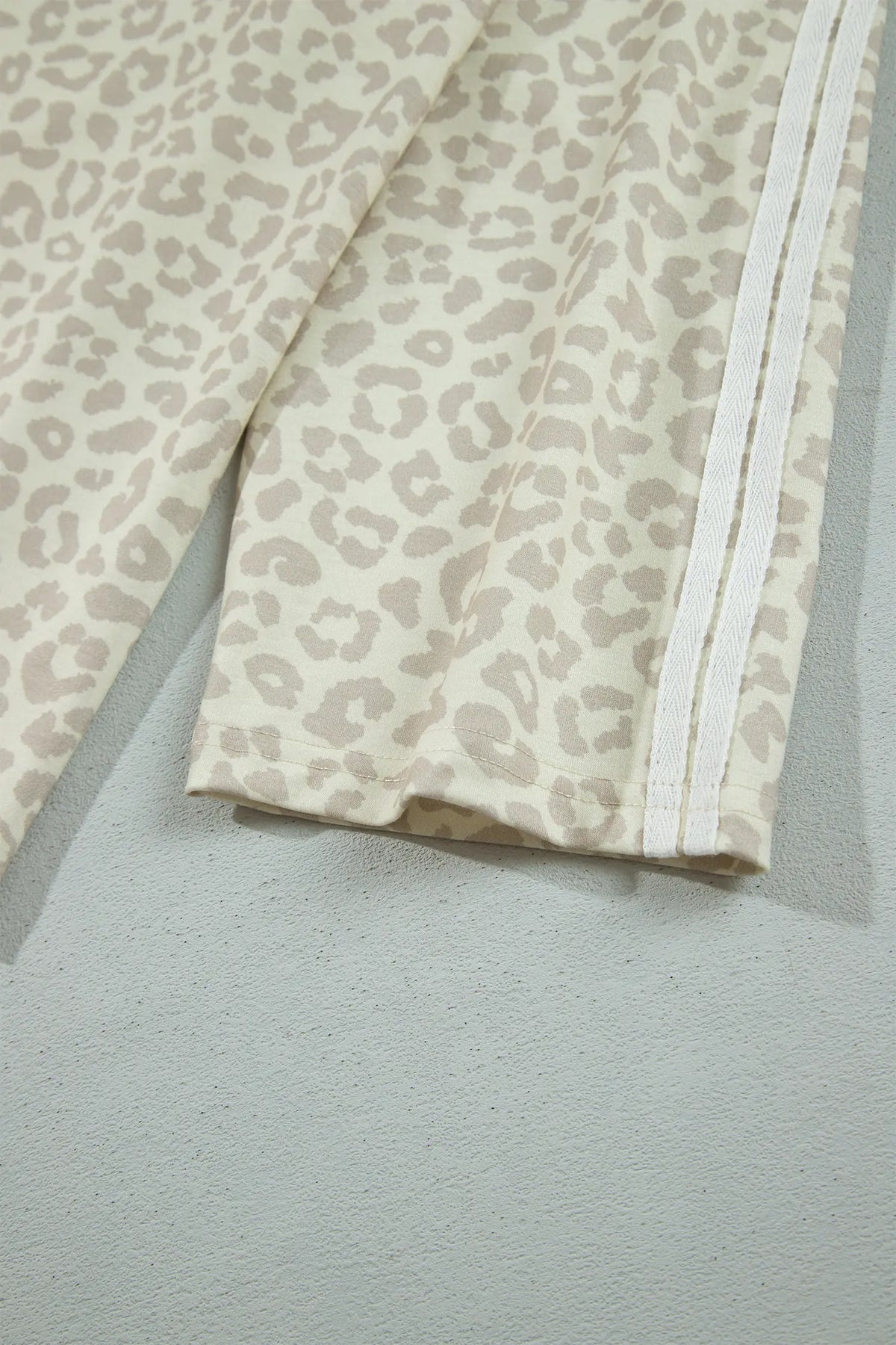 Leopard Print Varsity Striped Detail 3/4 Sleeve Top Shift Pant Set – Pink
