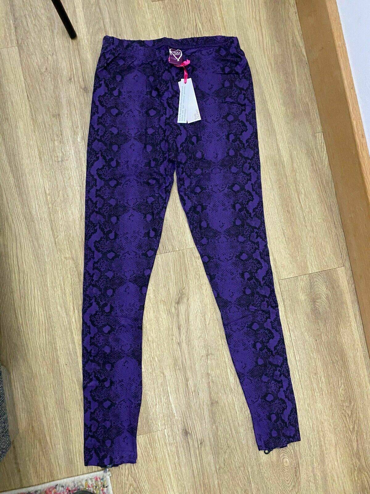 Fashion Union Purple Snake Print Legging Size 12 (8 - 12) Zip Hem Detail - BB Fashion Outlet