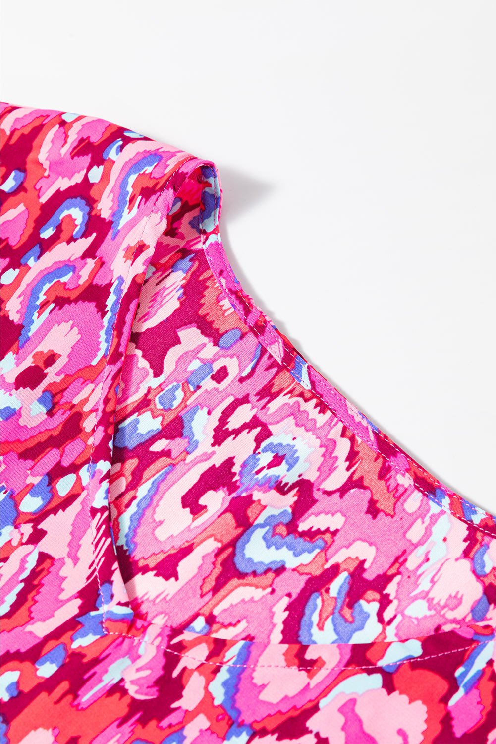 Pink Abstract Print V Neck Half Sleeve Loose Fit Tunic Blouse eAura