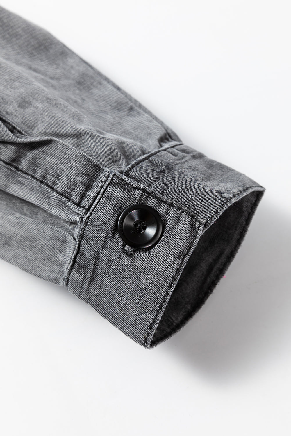 Medium Grey Mineral Wash Patched Pocket Split Denim Jacket eAura