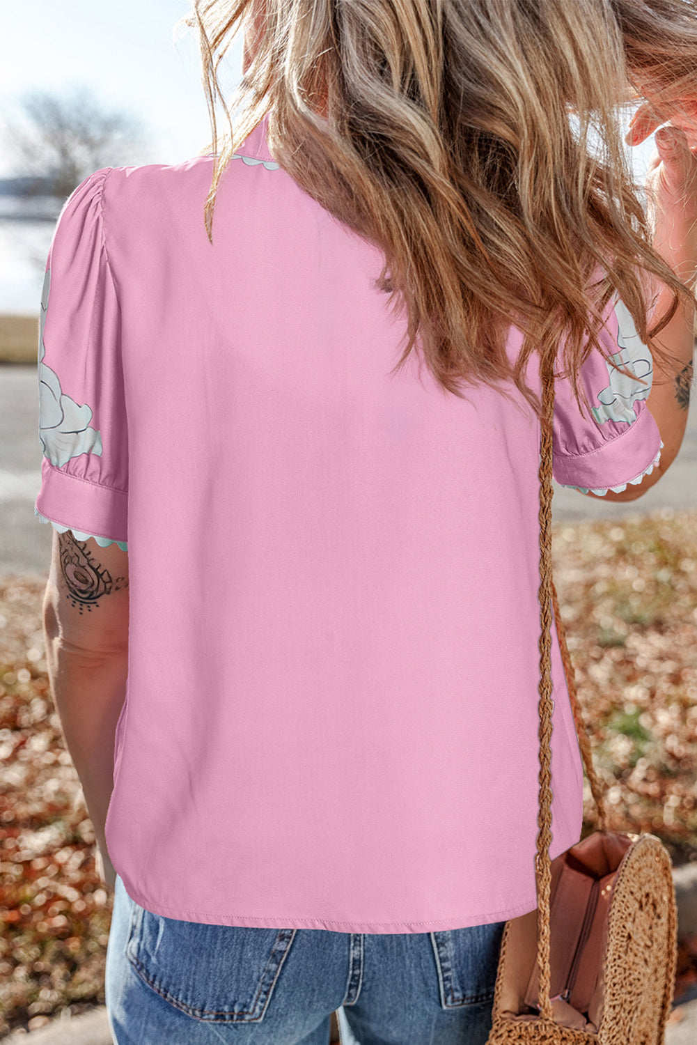 Ric Rac Edge Puff Sleeve Button Up Summer Shirt eAura