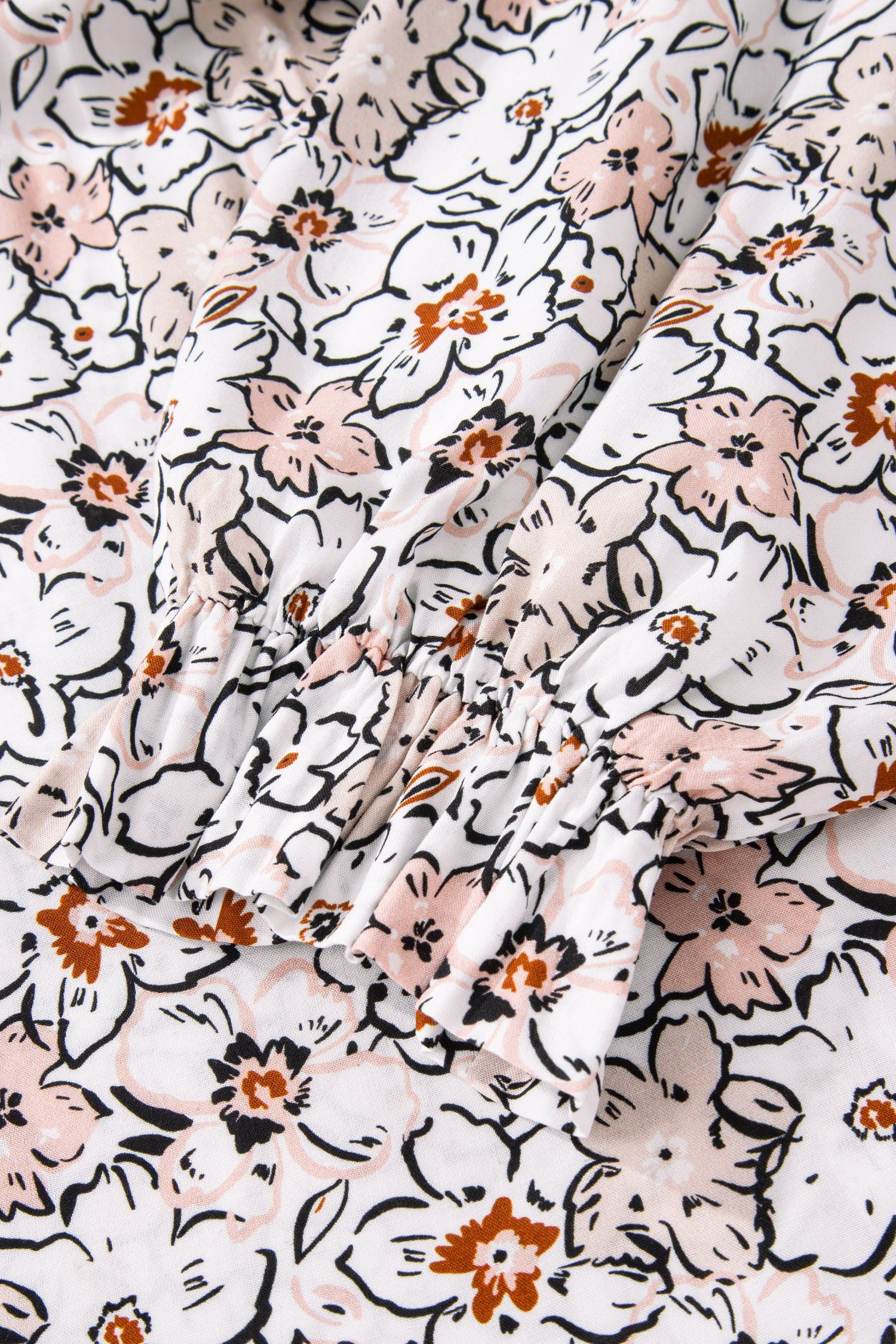 Bold Floral Print Frilled Puff Sleeve Button Down Shirt - eAura