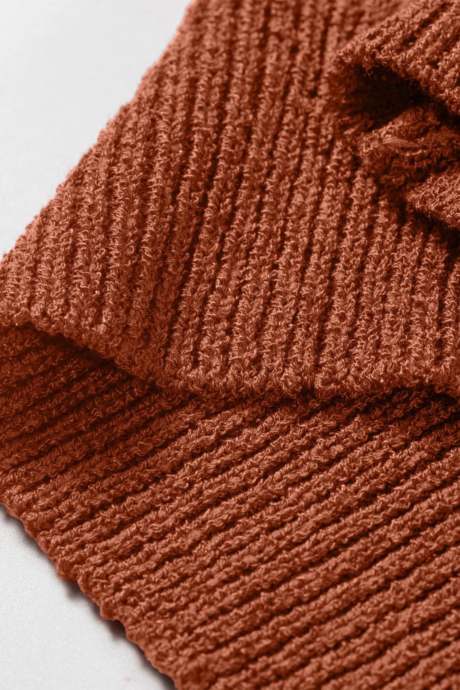 Coffee Ribbed Knit Round Neck Short Sleeve Sweater – Brown