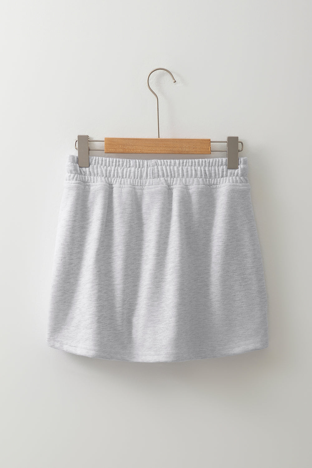Light Grey French Terry Drawstring Mini Skort with Pockets eAura