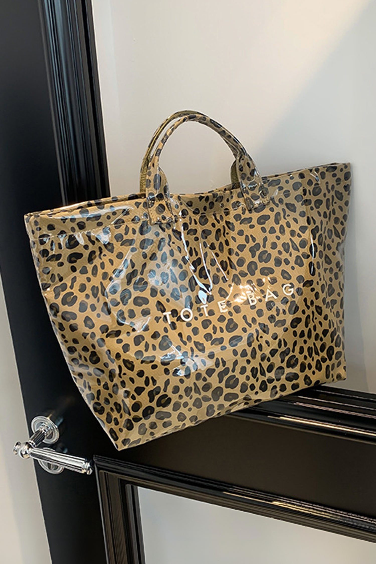 Leopard Print PU Leather Waterproof Tote Bag