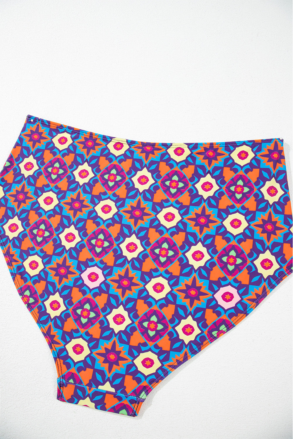 Black Drawstring Tied Front Flared Top Geometric Print Bottom Plus Size Tankinis BB Fashion Outlet
