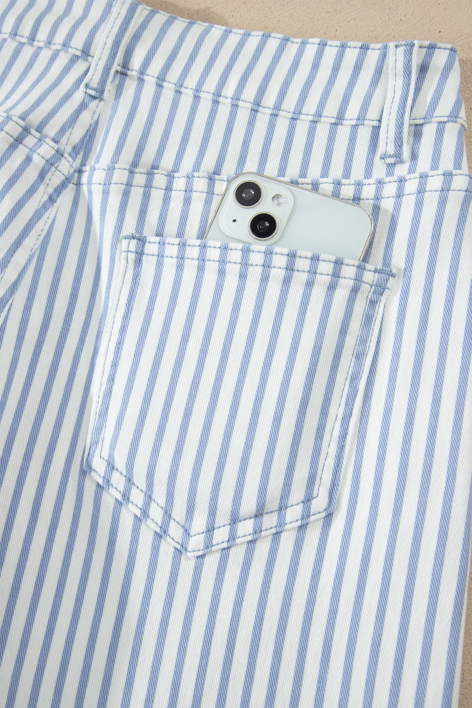 Striped Barrel Jeans – Brown, Khaki & Sky Blue