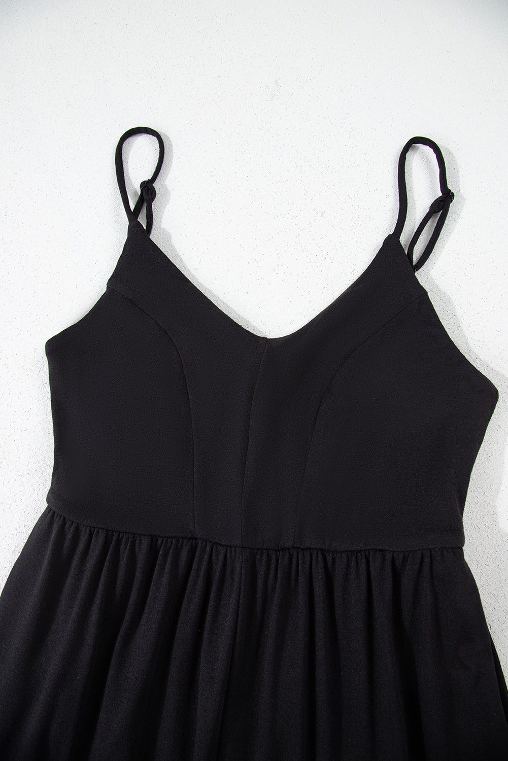 Black Spaghetti Straps Open Back Pleated Wide Leg Jumpsuit eAura
