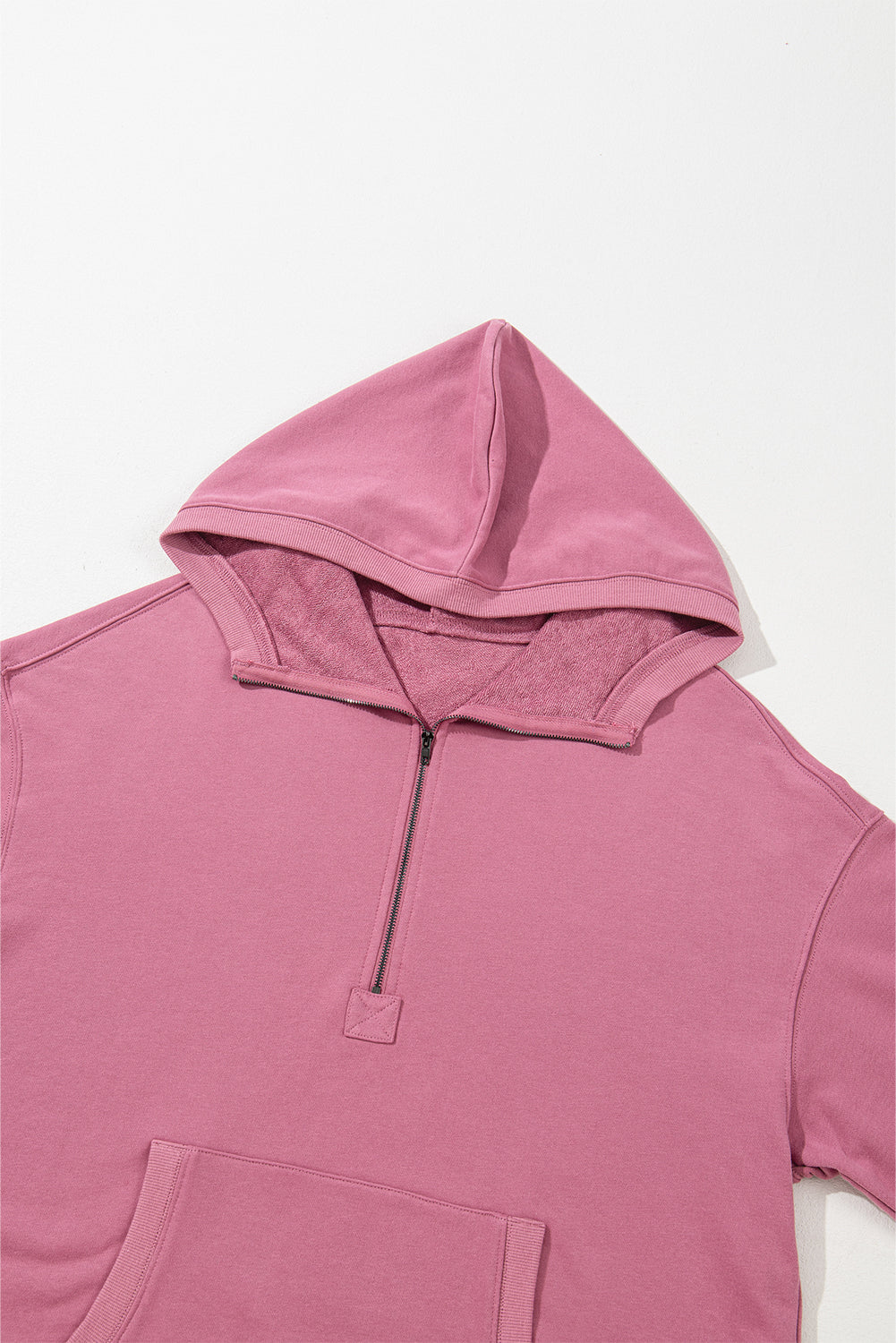Valerian Solid Kangaroo Pocket Half Zipper Oversized Hoodie eAura