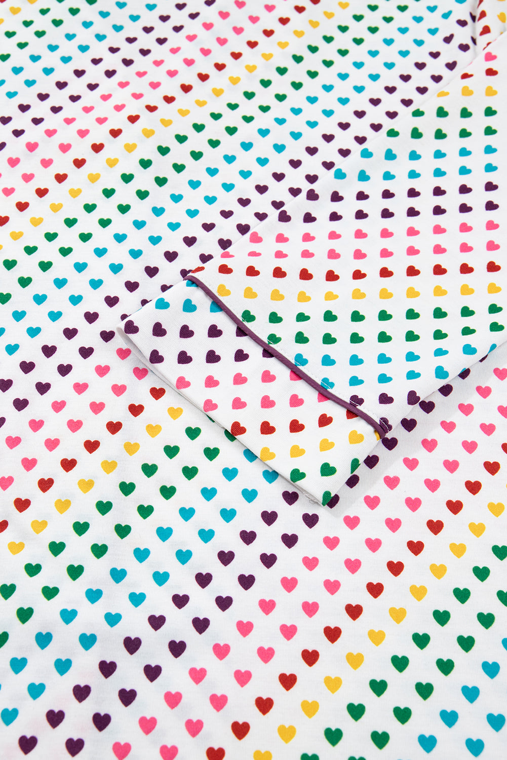 White Heart Print Long Sleeve Pyjama Set - eAura