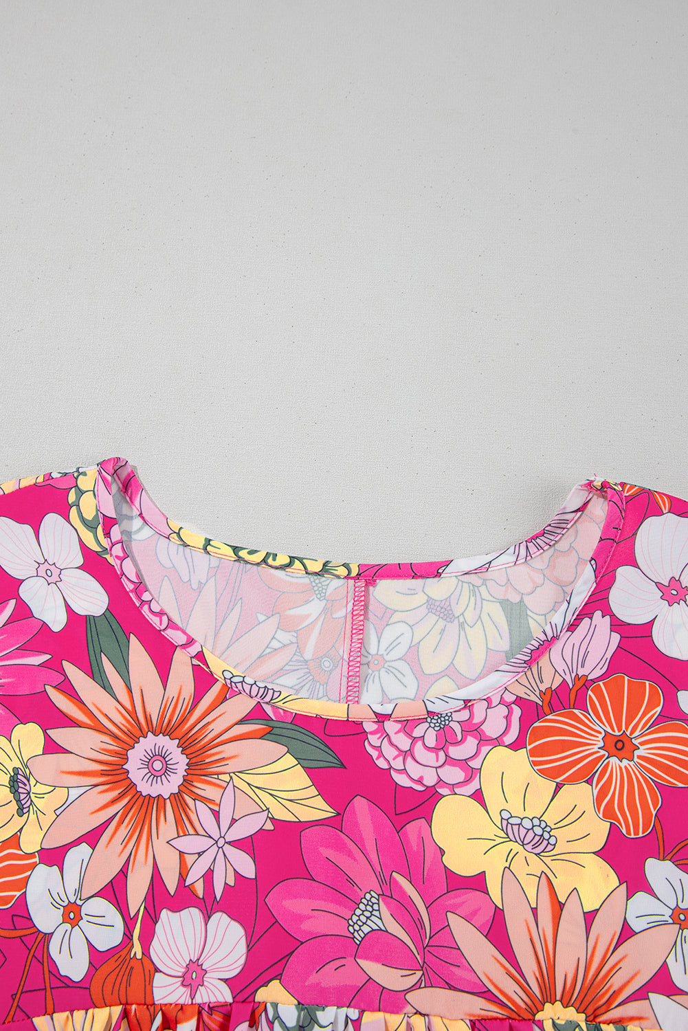 Rose Plus Size Floral Print Ruffle Short Sleeve Blouse BB Fashion Outlet