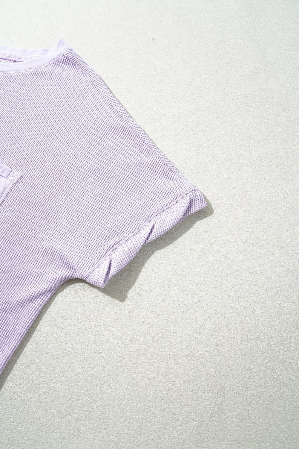 Orchid Petal Waffle Knit Short Sleeve Patched Pocket Plus Size Top BB Fashion Outlet
