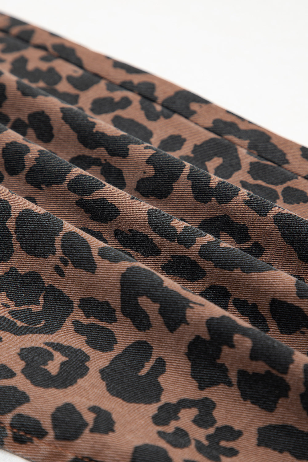 Leopard Denim Frayed Split Denim Midi Skirt - eAura