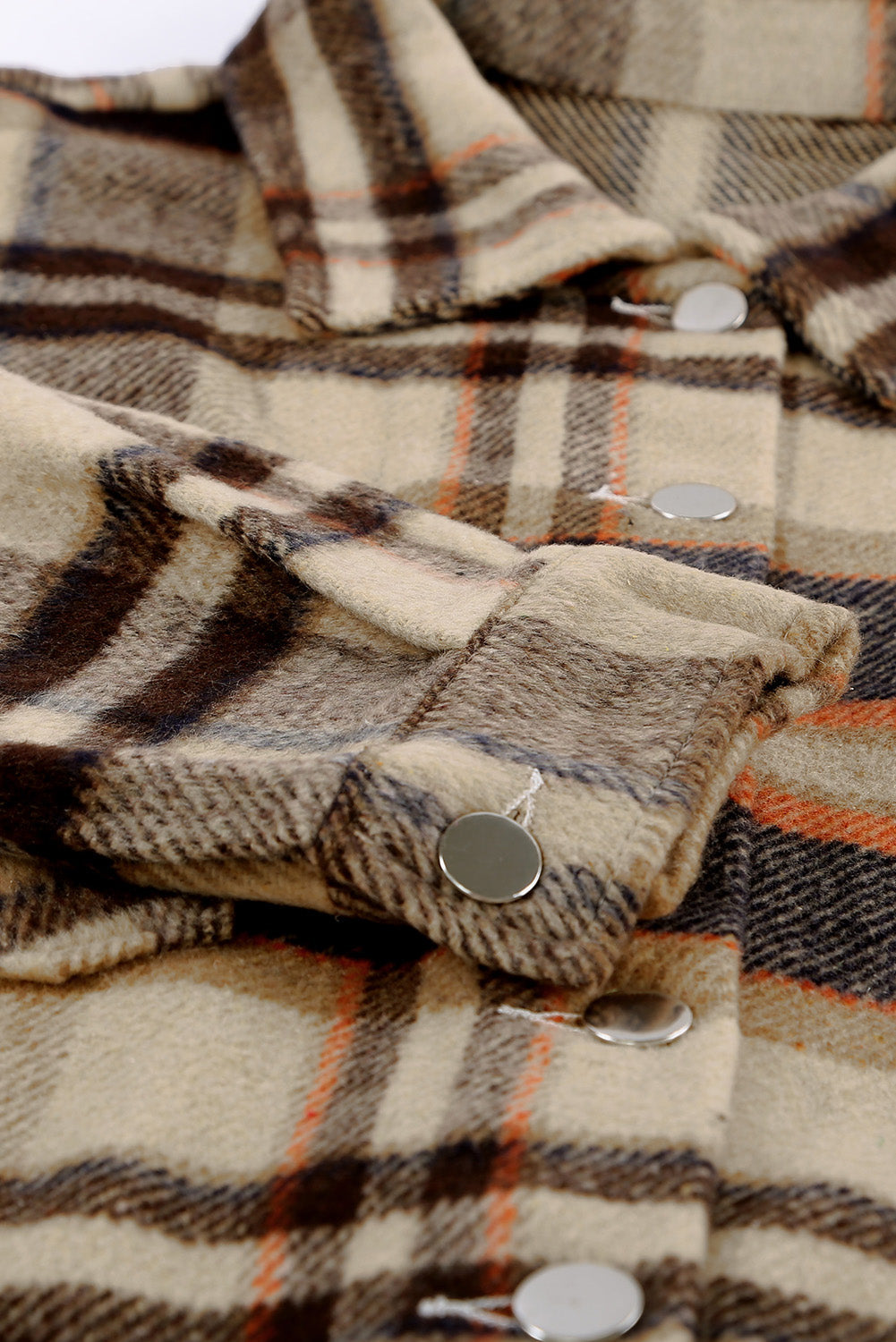 Geometric Plaid Print Pocketed Shacket eAura