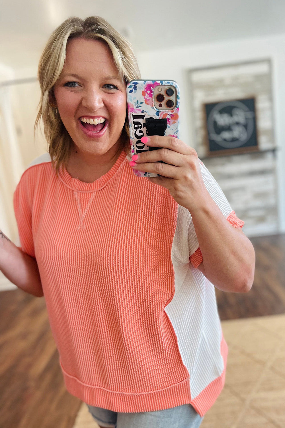 Rib Hi Low Plus Size Short Sleeve Top BB Fashion Outlet