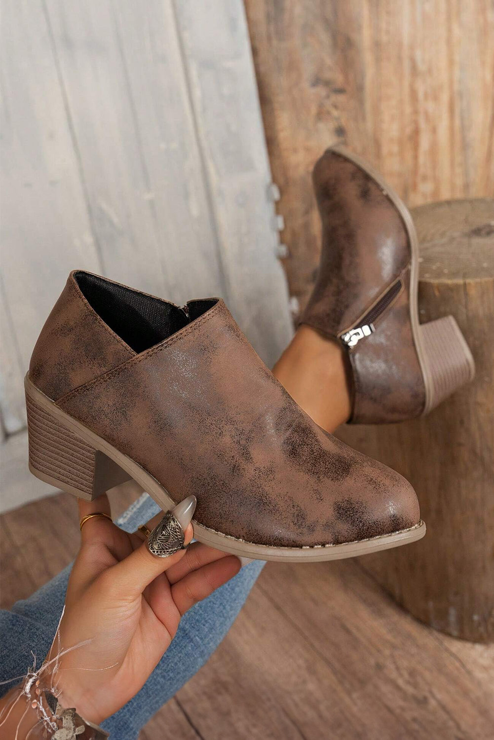 Coffee Suede Casual Ankle Boots - eAura