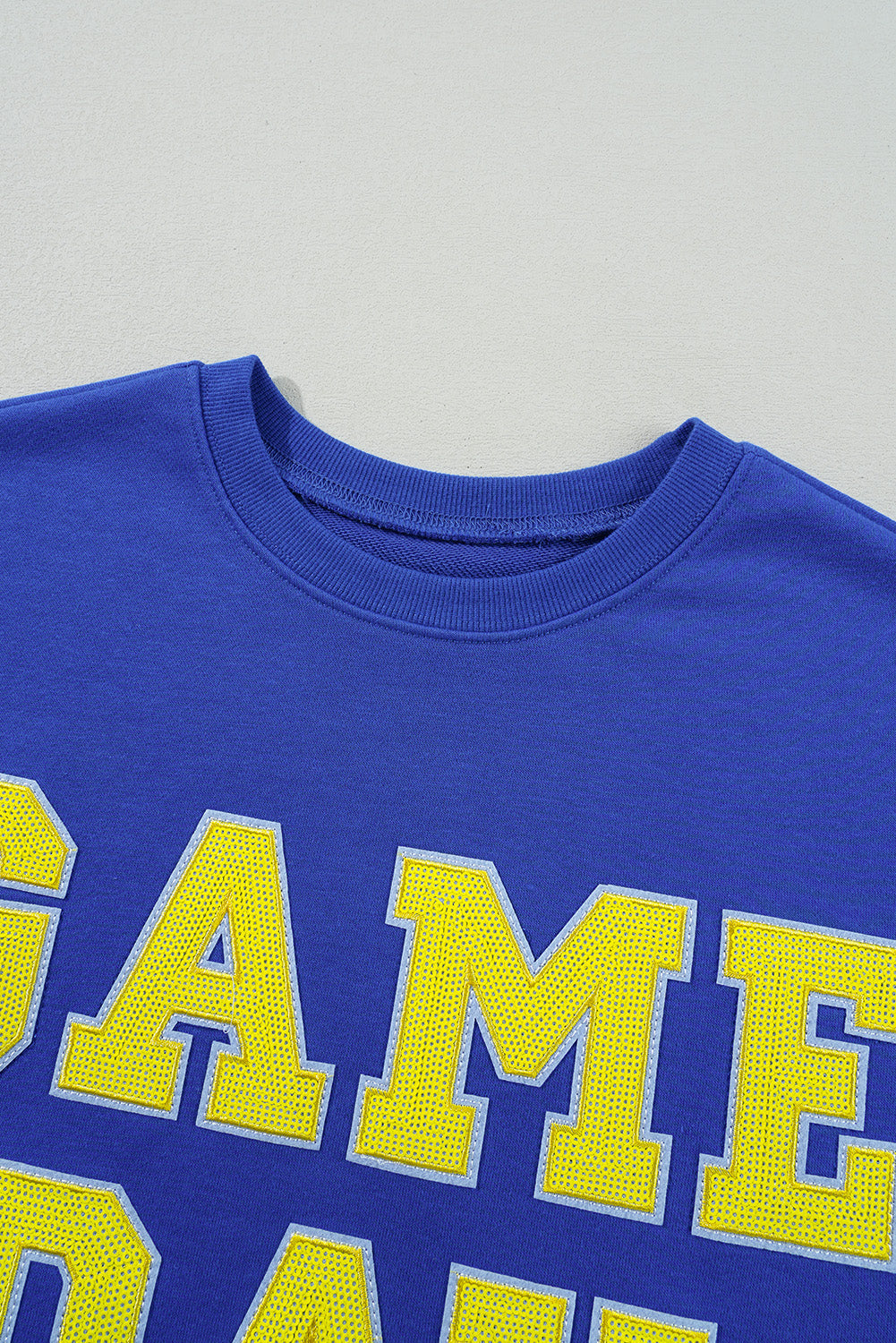 Dark Blue Game Day Crew Neck Graphic Pullover Sweatshirt eAura