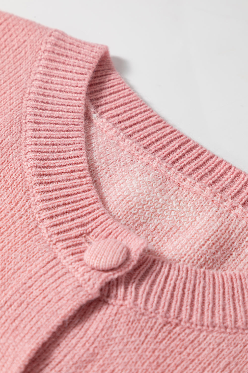 Light Pink Heart Pattern Button Front Cardigan Sweater eAura
