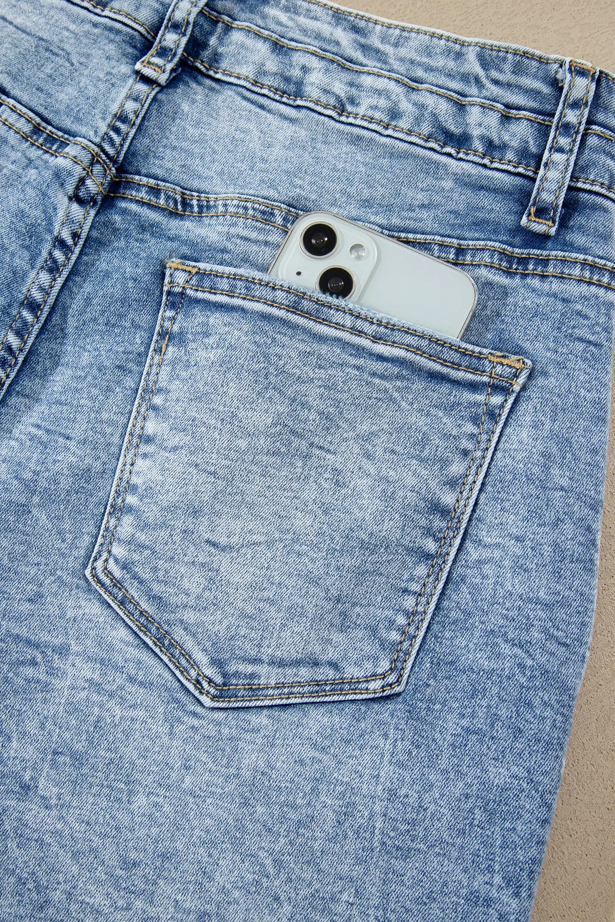 Beau Acid Wash Pocket Detail Flare Jeans – Blue
