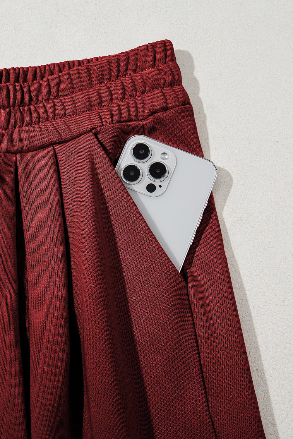 Tied Elastic High Waist Pleated Detail Sweatpants - eAura