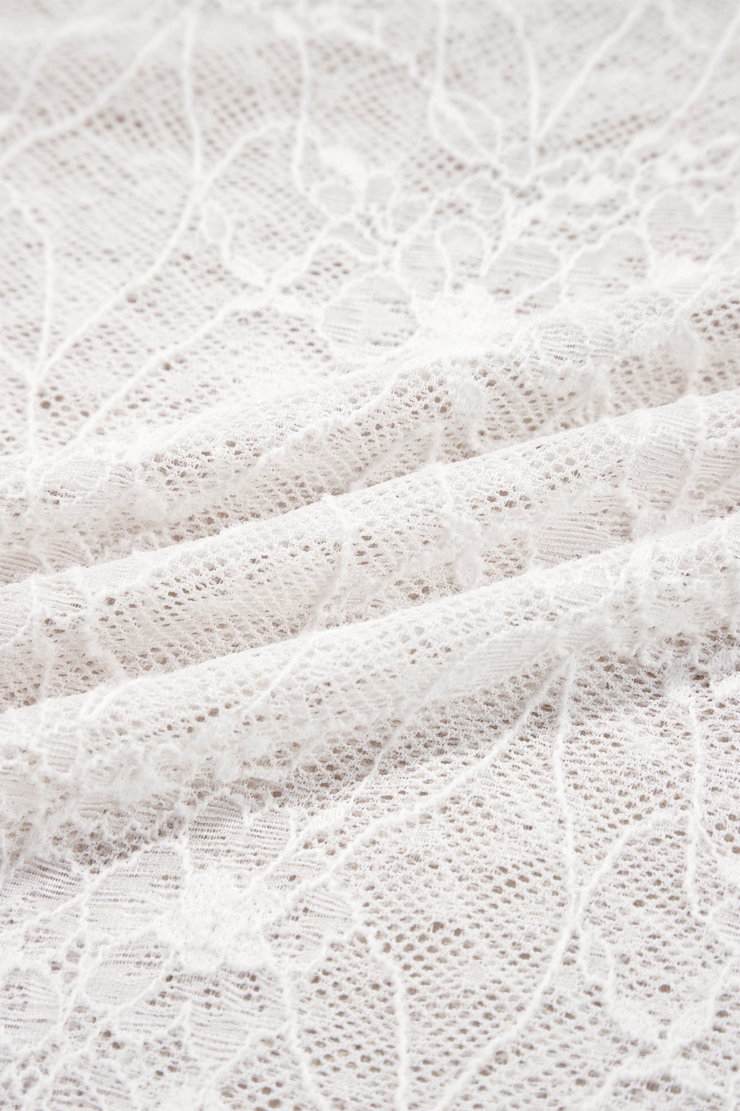 Long Sleeve Sheer Mesh Lace Top – Beige