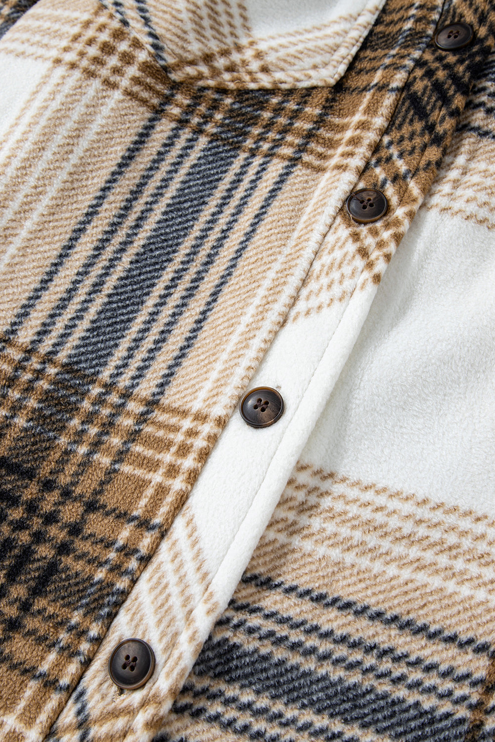 Multicolour Plaid Print Flap Pocket Button Up Shacket Beagle Boutique Fashion Outlet