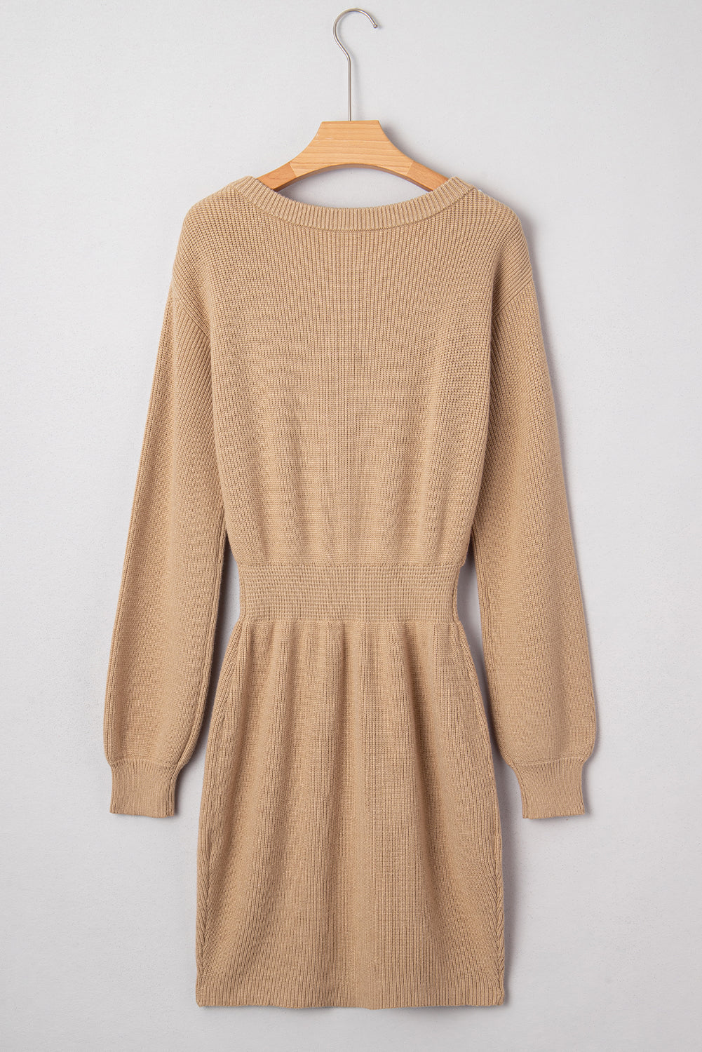 Pearl Embellished Keyhole Ribbed Sweater Dress - eAura