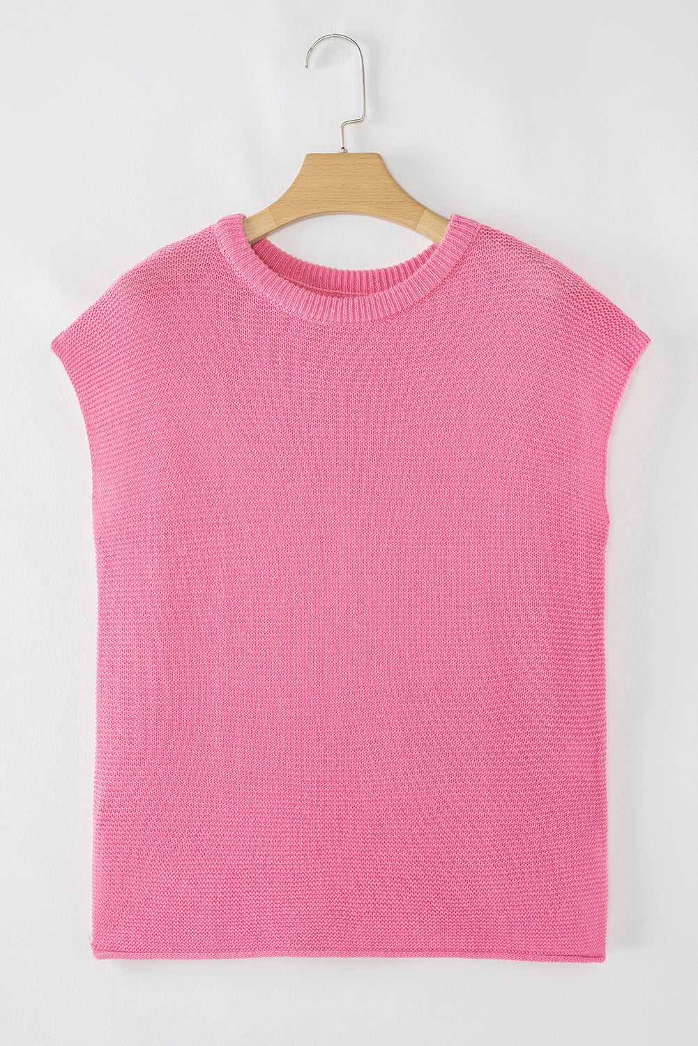 Sachet Pink Solid Color Sweater Tee with Side Slits BB Fashion Outlet