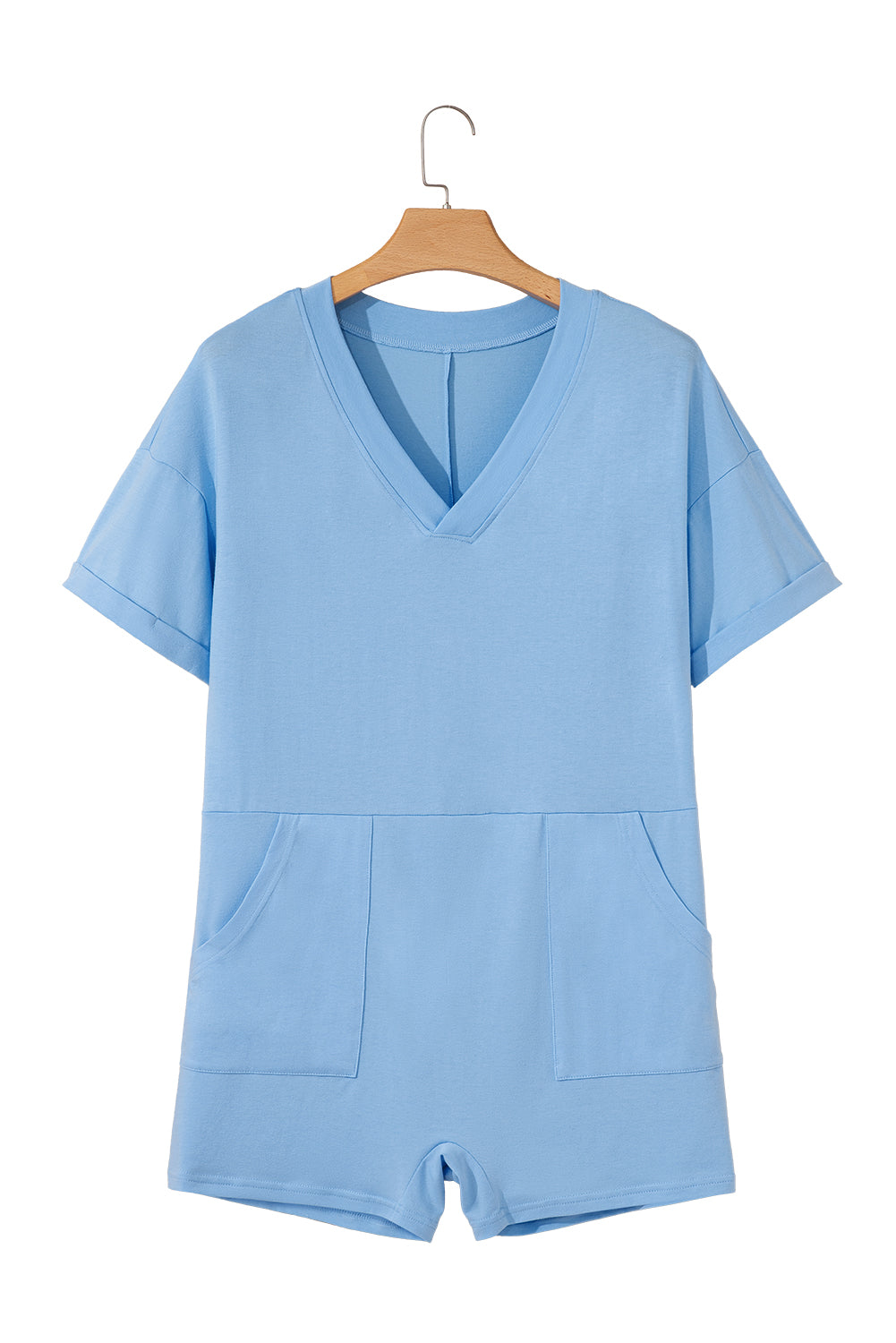 Loose Half Sleeve V-Neck Knit Romper eAura