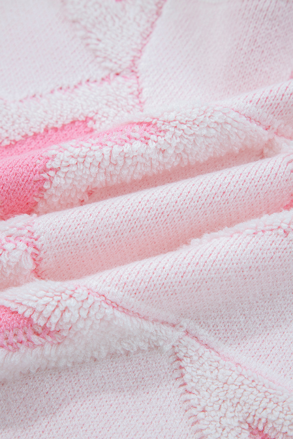 Pink Oversized Cute Star Pattern Ribbed Edge Drop Shoulder Sweater eAura