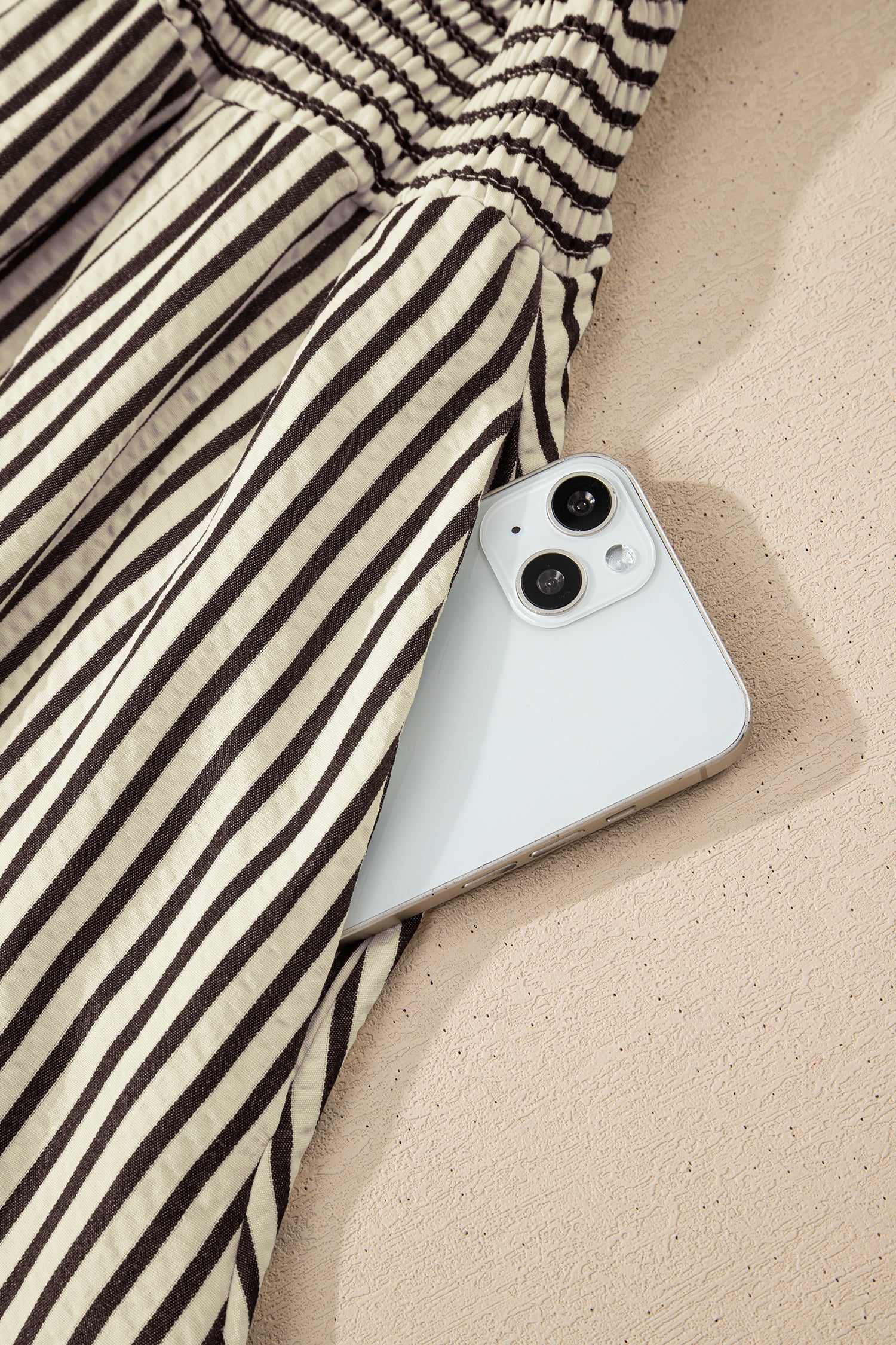 Striped V-Neck Zip Front Midi Dress - eAura