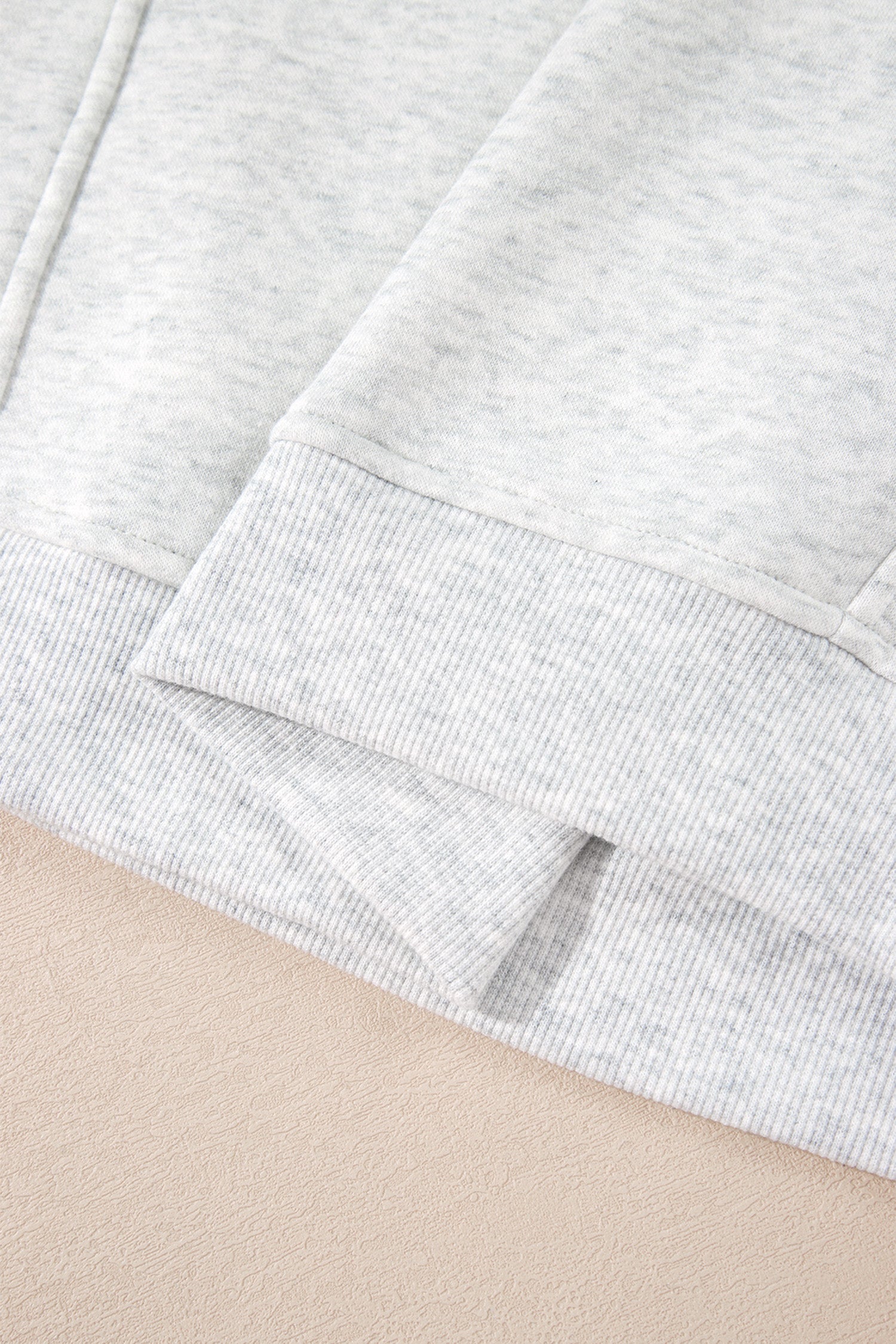 High Neck Ribbed Cuff Hem Sweatshirt – Light Grey