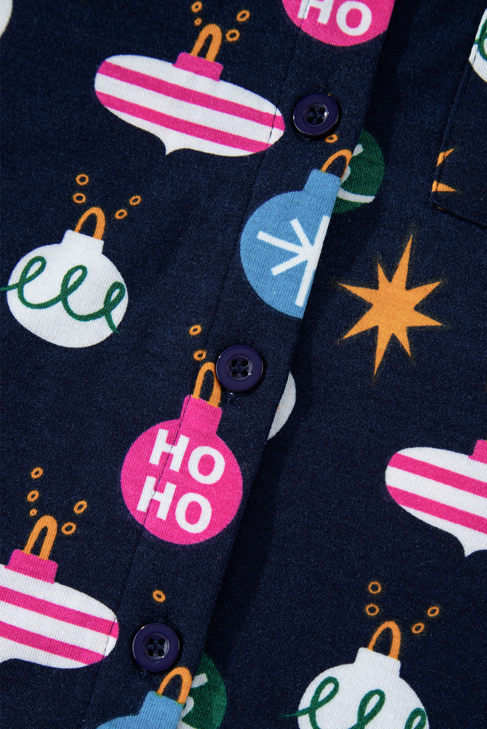Navy Christmas Lights Print Shirt Pyjama Set eAura