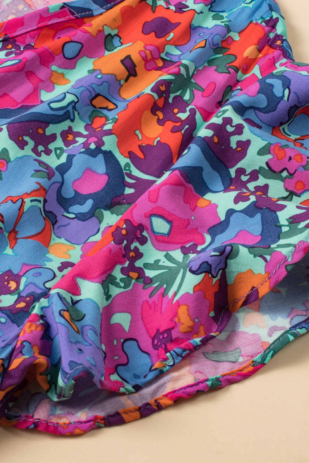 Blue Floral Print V Neck Wrap Split Maxi Dress eAura