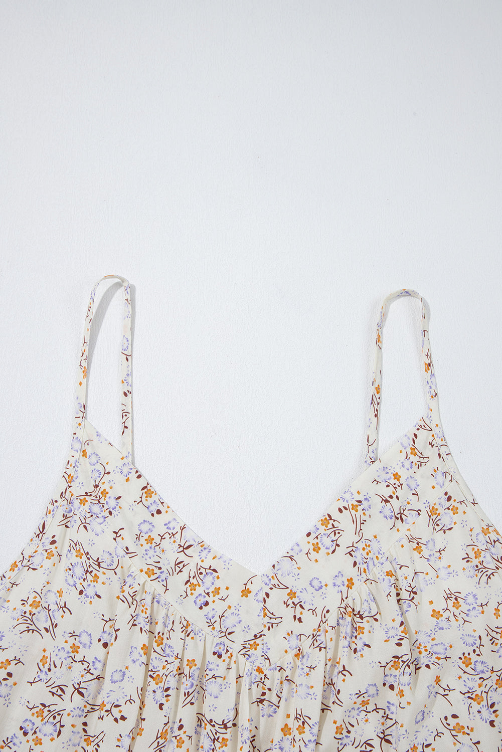 Apricot Boho Floral Spaghetti Straps Strappy Cami Top eAura