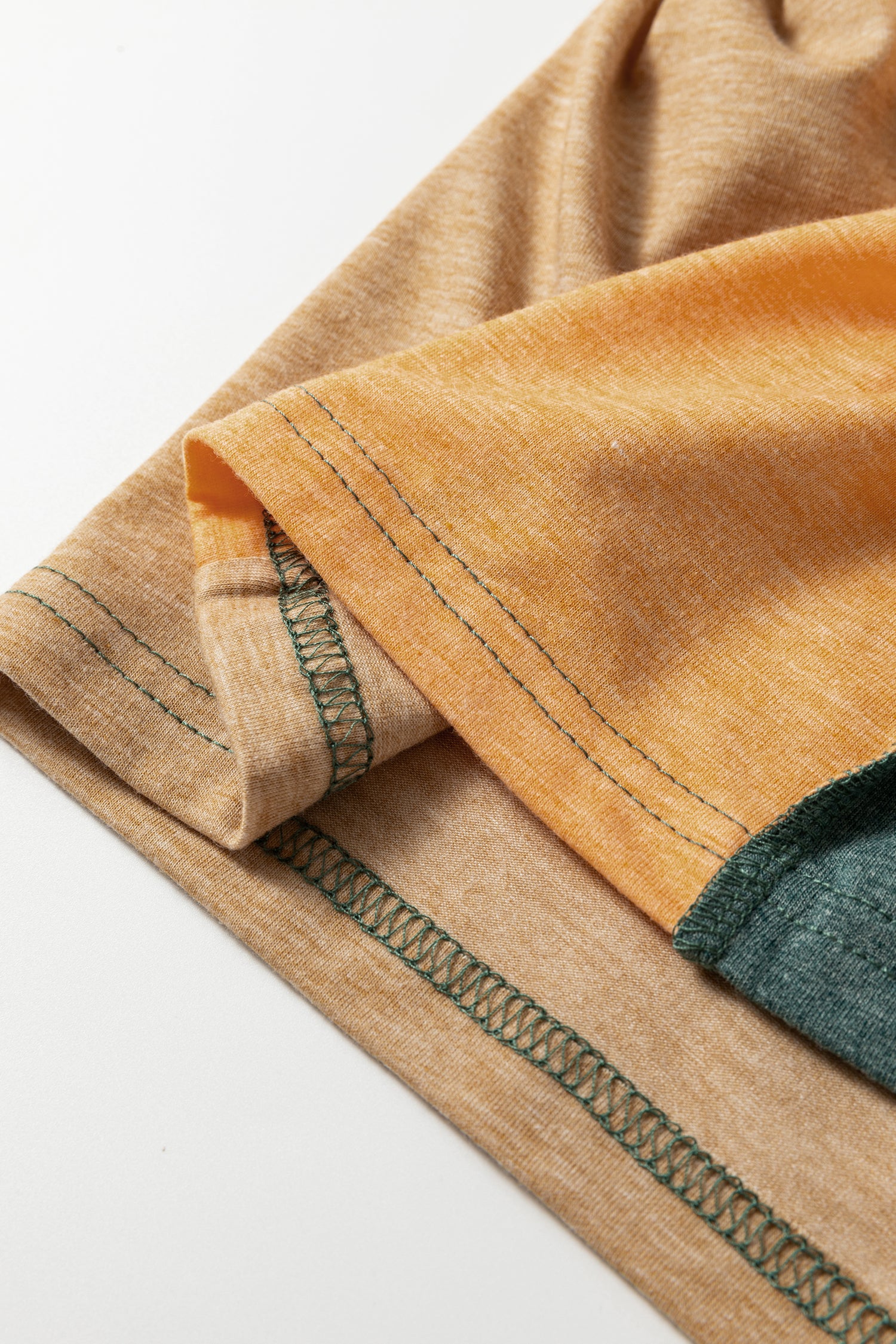 Exposed Stitching Colour-block V-Neck Long Sleeve Top
