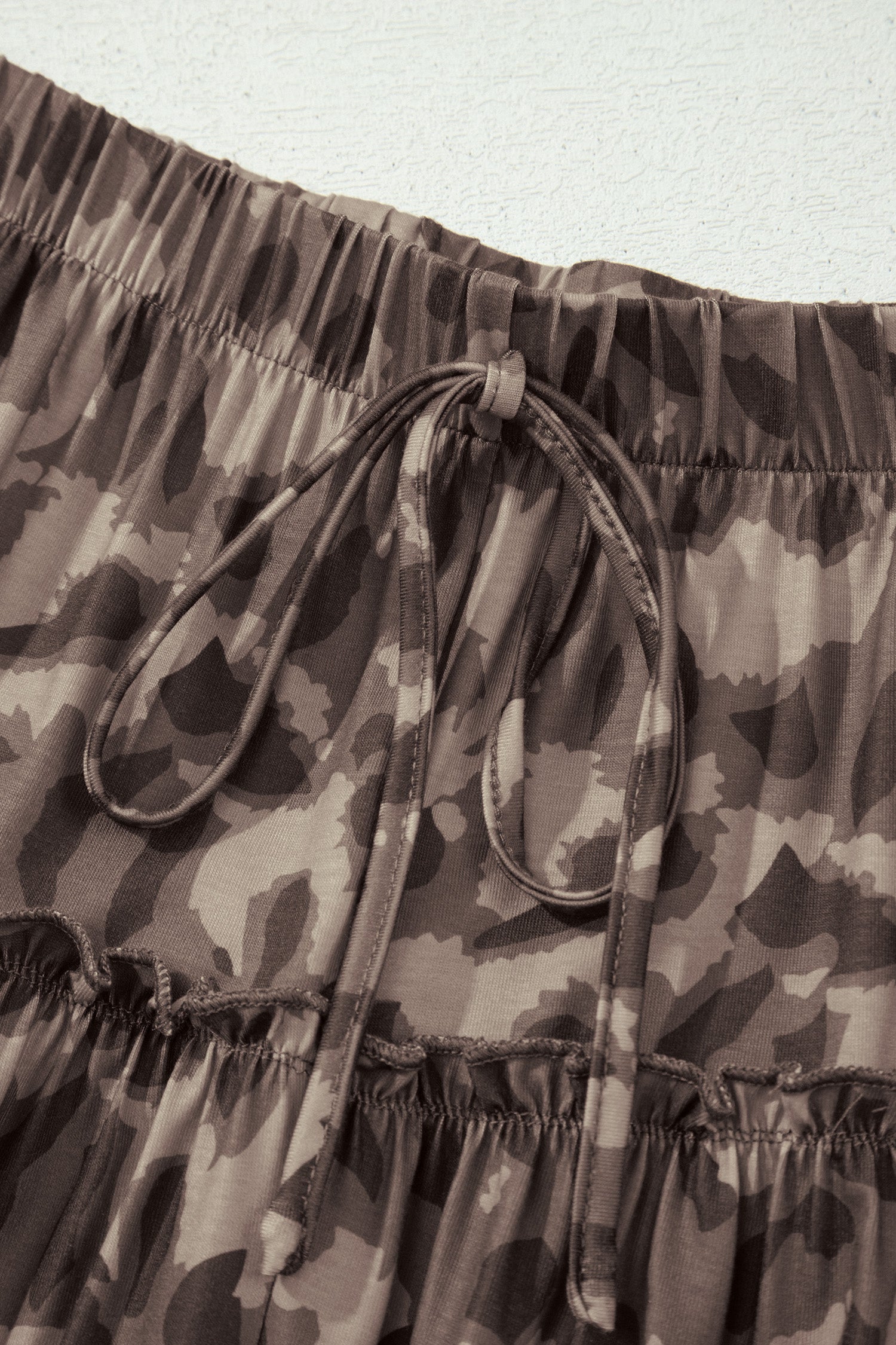 Camo Print Wide Leg Casual Pants