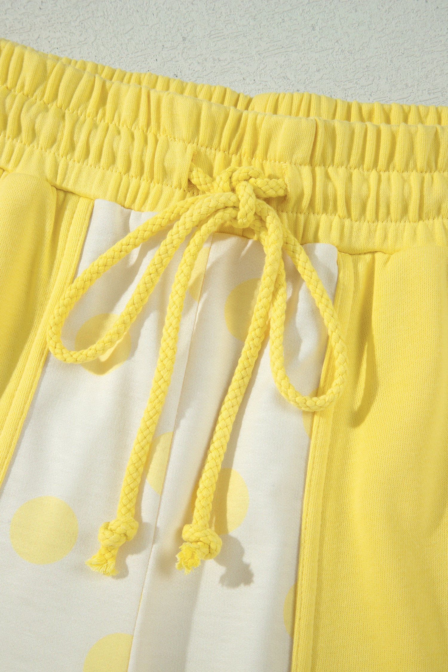 Color Block Patchwork Polka Dot Wide Leg Pant Set – Yellow