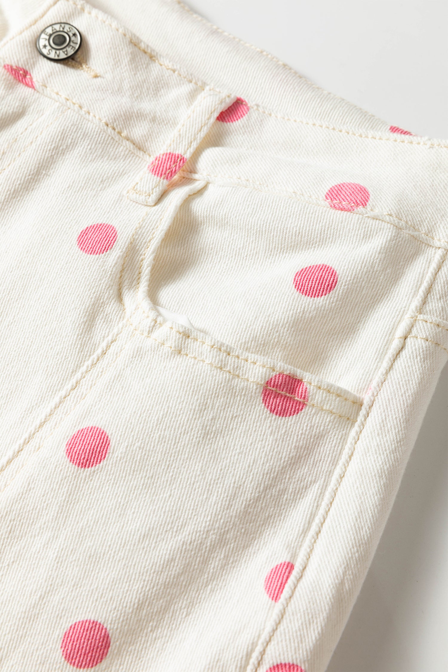 Polka Dot Print Seam Detail Barrel Jeans – Pink