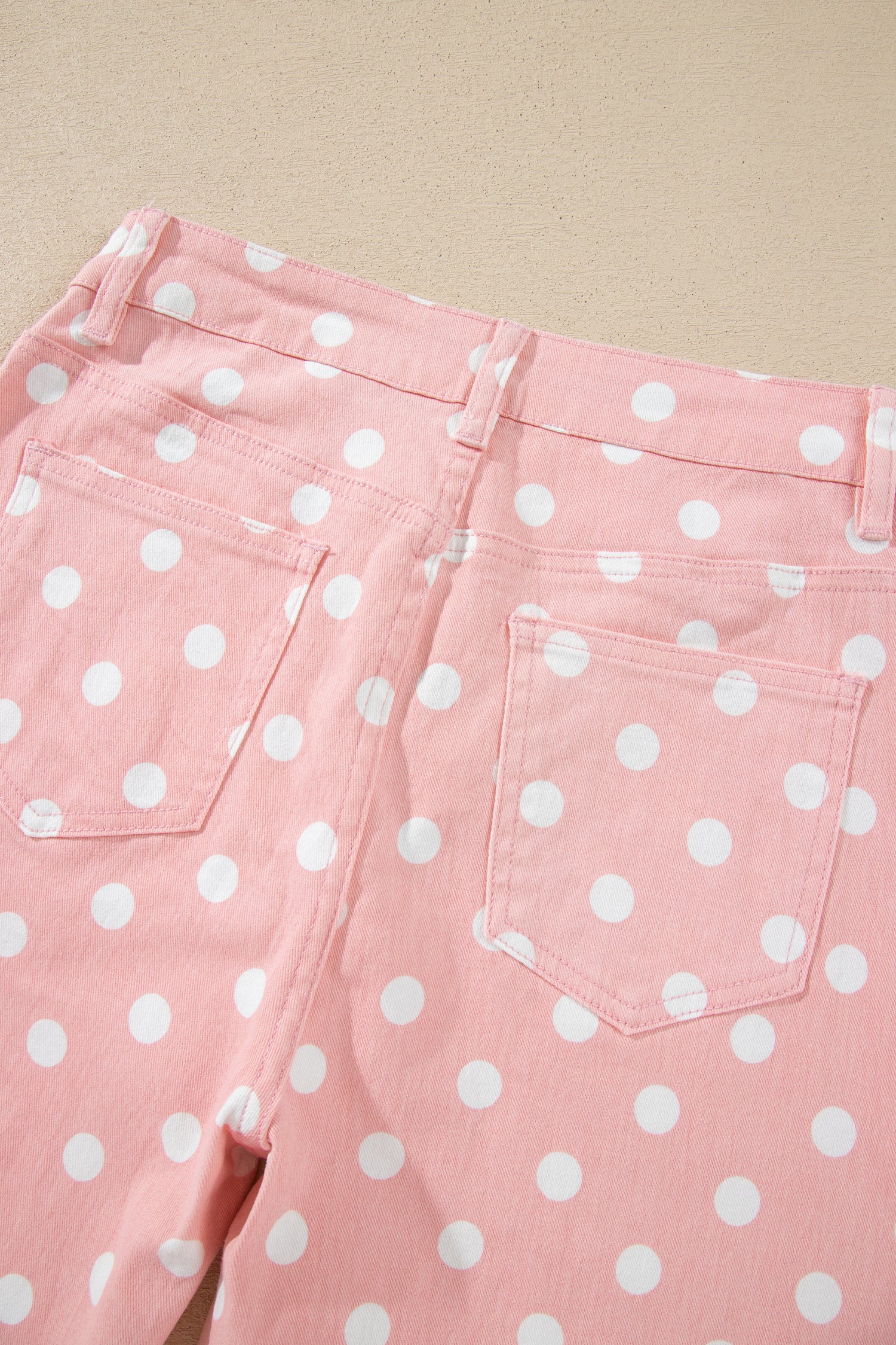 Polka Dot Casual Slim Fit Jeans – Pink