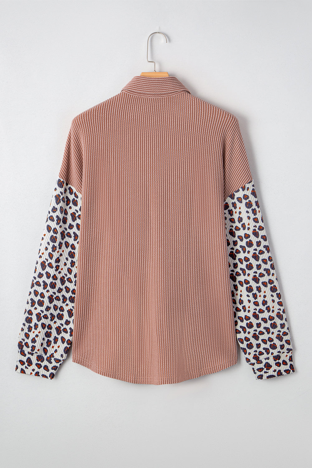 Leopard Patched Twisted Ribbed Western Casual Shacket eAura