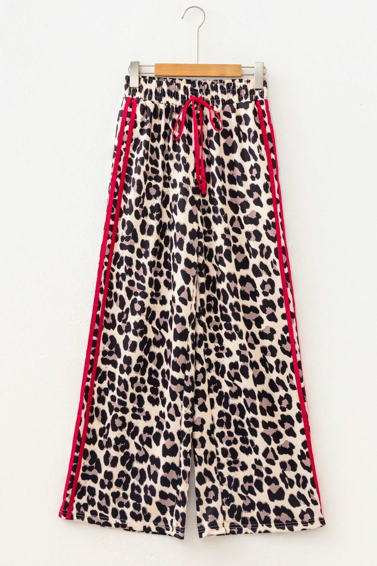 Side Stripe Leopard Wide leg Trousers – Rose