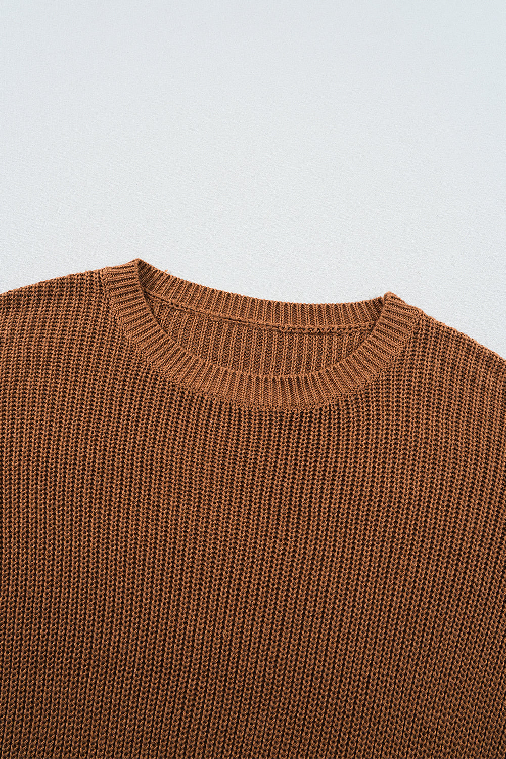 Chestnut Beaded Drop Shoulder Round Neck Sweater eAura